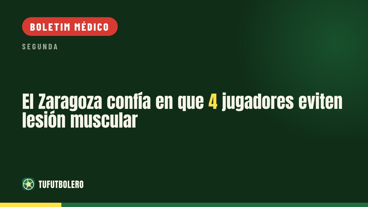 Zaragoza confia: 4 jogadores podem escapar de lesão muscular