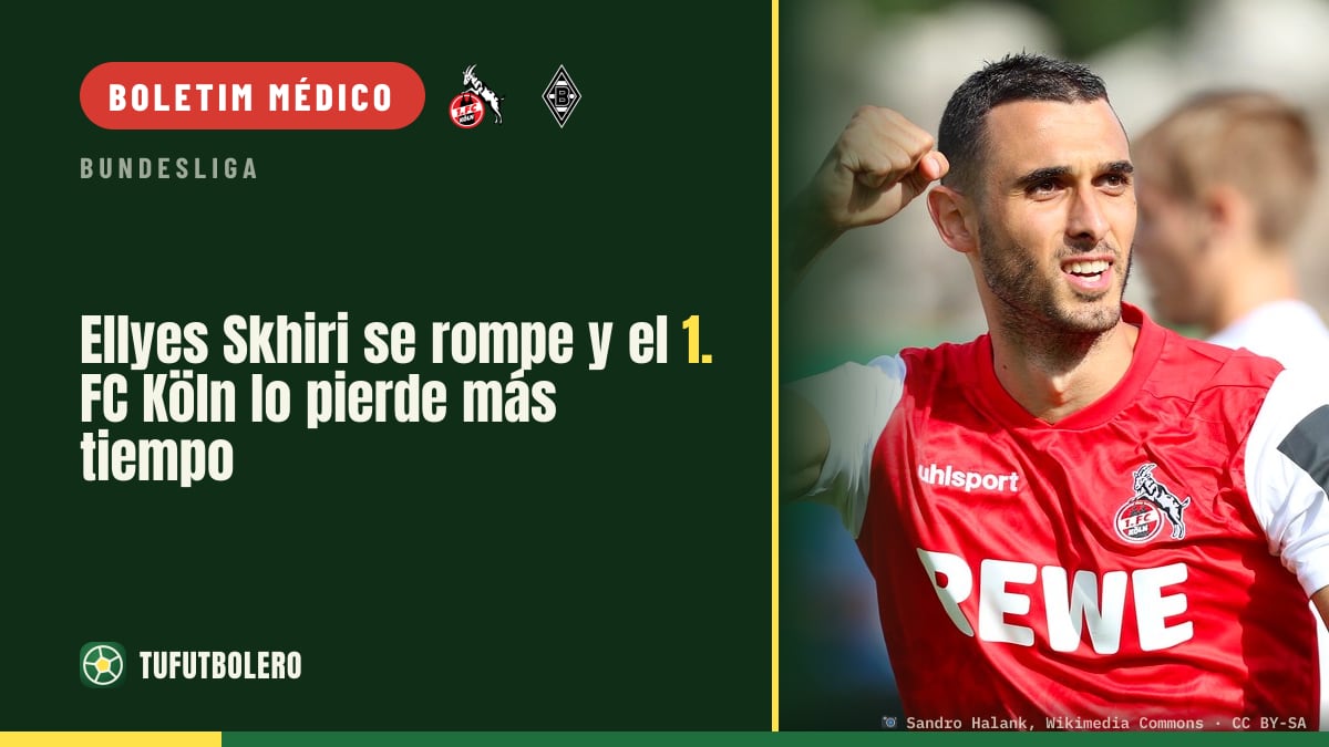 Ellyes Skhiri desfalca o 1. FC Köln por mais tempo após nova lesão