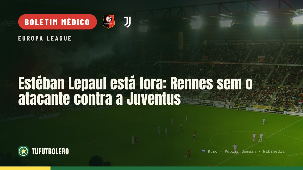 Estéban Lepaul está fora: Rennes sem o atacante contra a Juventus