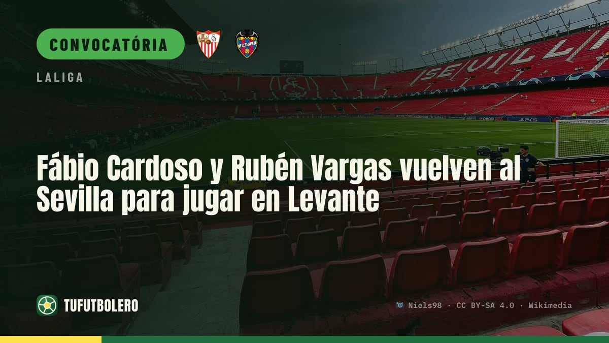 Fábio Cardoso e Rubén Vargas voltam ao Sevilla para enfrentar o Levante