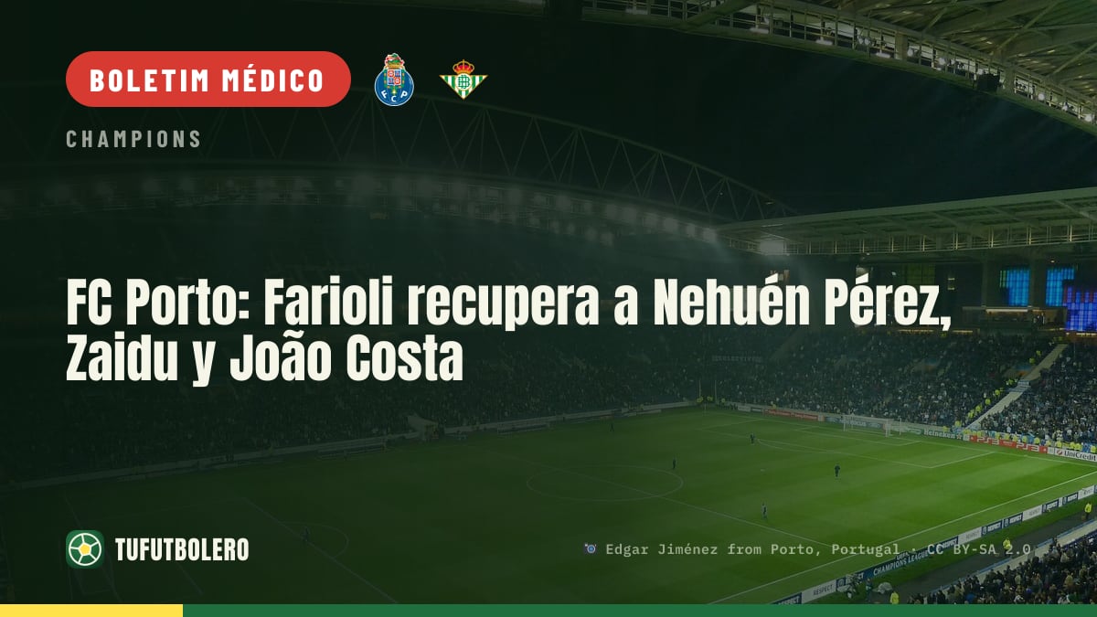 FC Porto: Farioli recupera Nehuén Pérez, Zaidu e João Costa