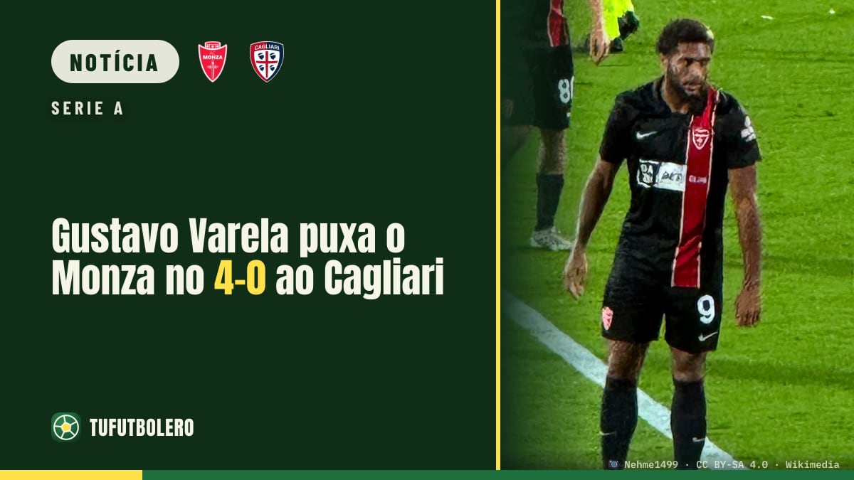 Gustavo Varela puxa o Monza no 4-0 ao Cagliari