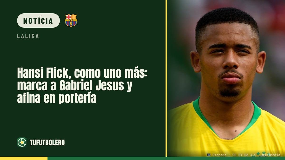 Hansi Flick treina como jogador: marca Gabriel Jesus e acerta nas metas