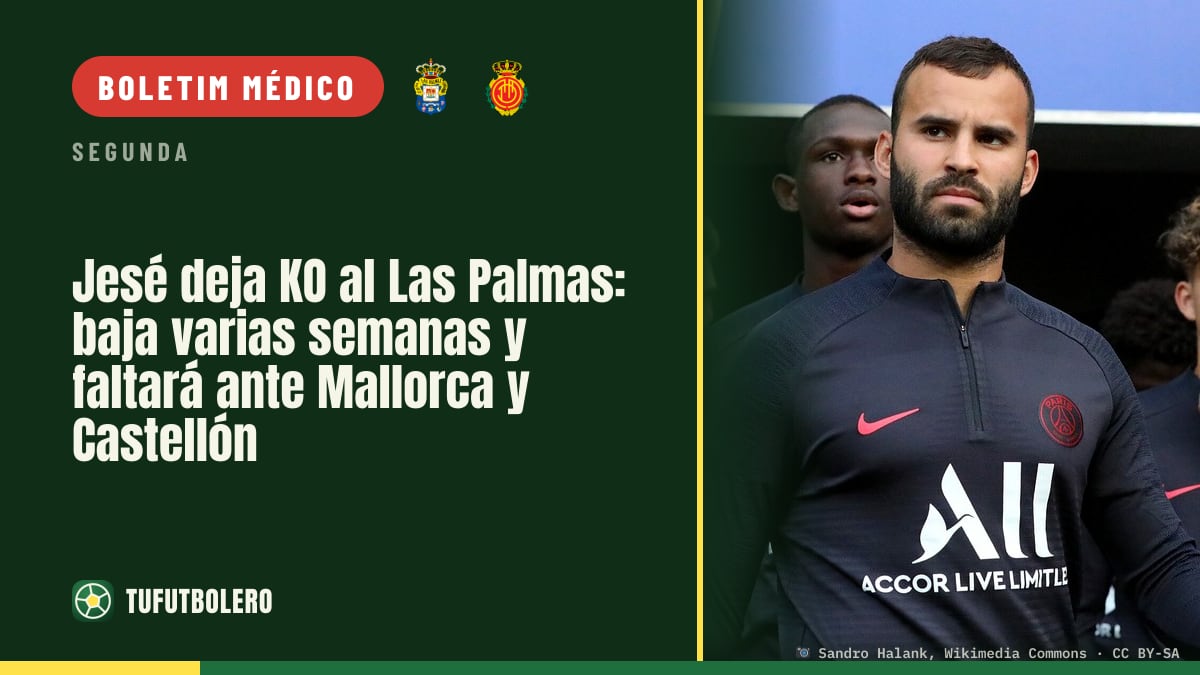 Jesé desfalca o Las Palmas: vai ficar semanas fora e é dúvida contra Mallorca e Castellón