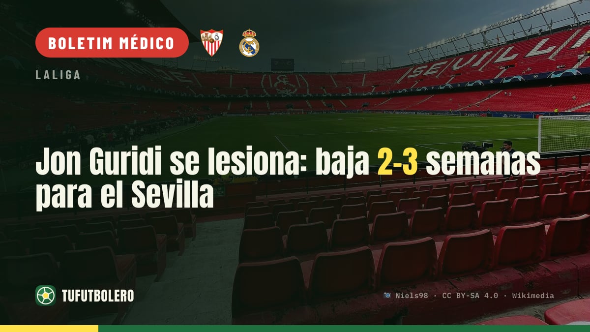Jon Guridi lesionado: desfalque do Sevilla por 2-3 semanas