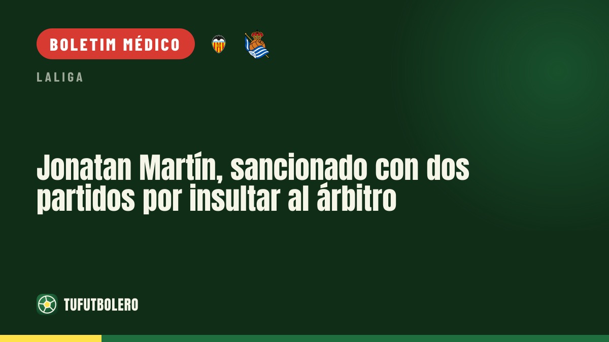 Jonatan Martín suspenso por dois jogos por insultar o 4.º árbitro