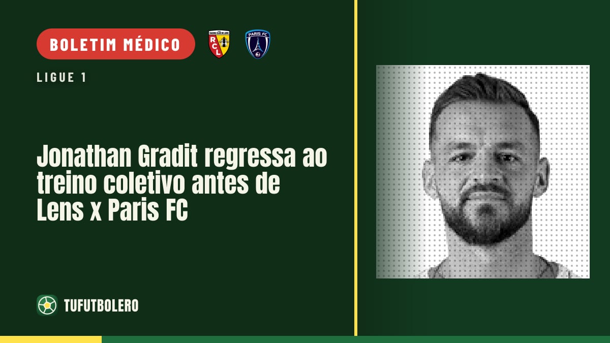 Jonathan Gradit regressa ao treino coletivo antes de Lens x Paris FC