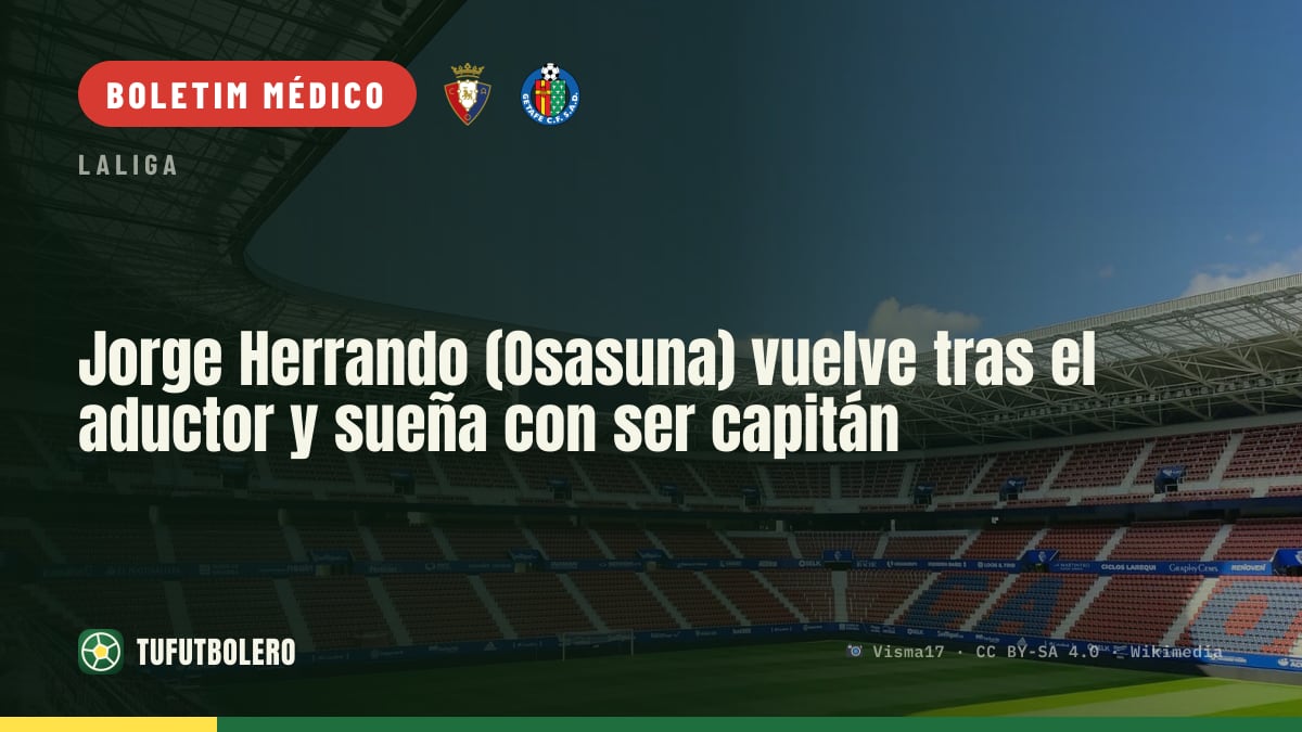 Jorge Herrando (Osasuna) recupera do adutor e sonha com a braçadeira