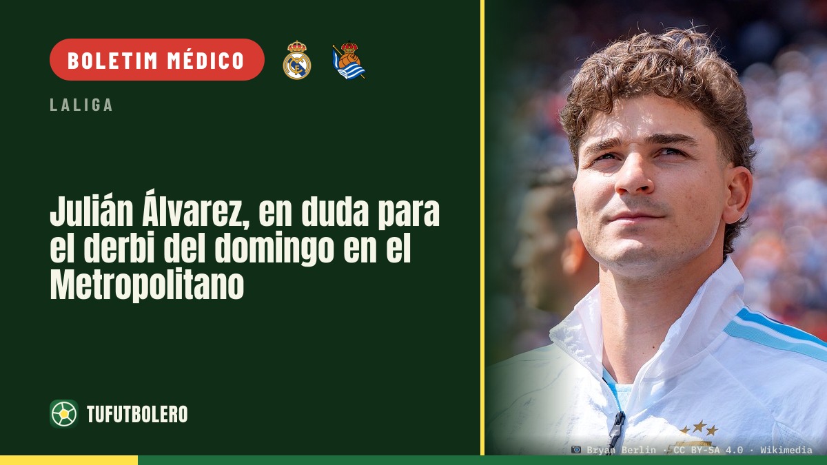Julián Álvarez é dúvida para o dérbi de domingo no Metropolitano
