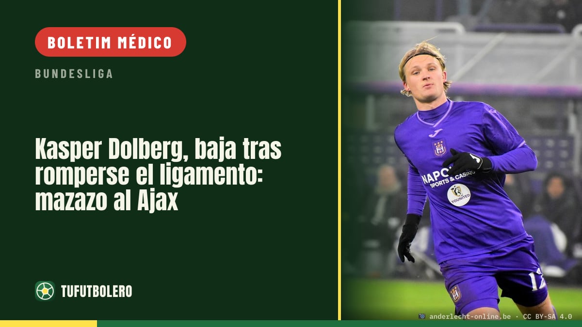 Kasper Dolberg vai ficar fora após lesão no ligamento: choque no Ajax