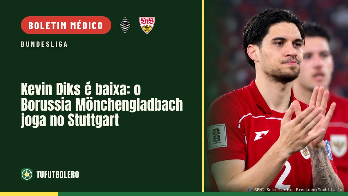 Kevin Diks é baixa: o Borussia Mönchengladbach joga no Stuttgart