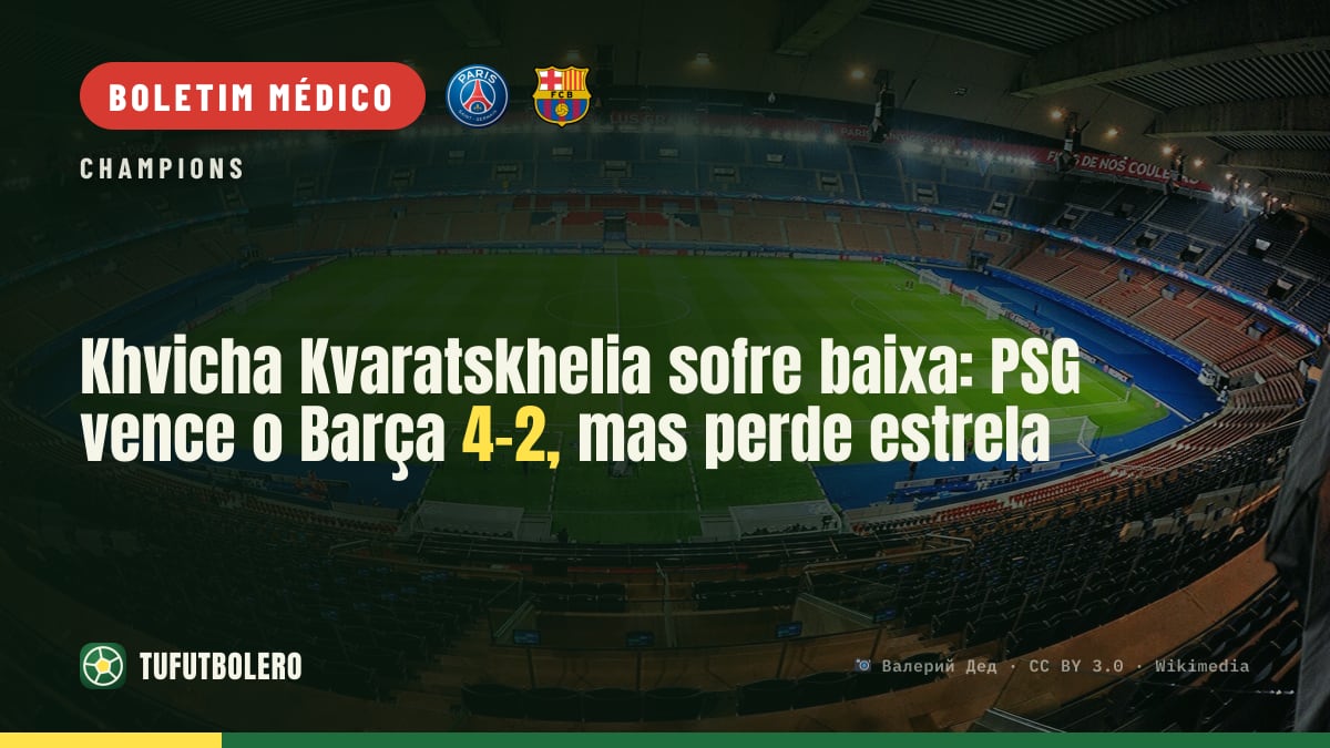 Khvicha Kvaratskhelia sofre baixa: PSG vence o Barça 4-2, mas perde estrela