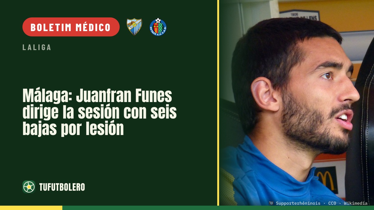 Málaga: Juanfran Funes treina com seis ausências por lesão