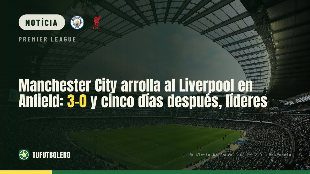 Manchester City goleia o Liverpool no Anfield: 3-0 e volta ao topo