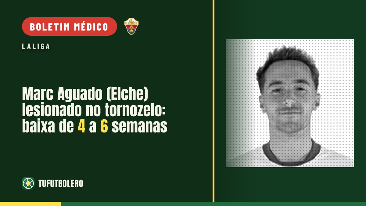 Marc Aguado (Elche) lesionado no tornozelo: baixa de 4 a 6 semanas
