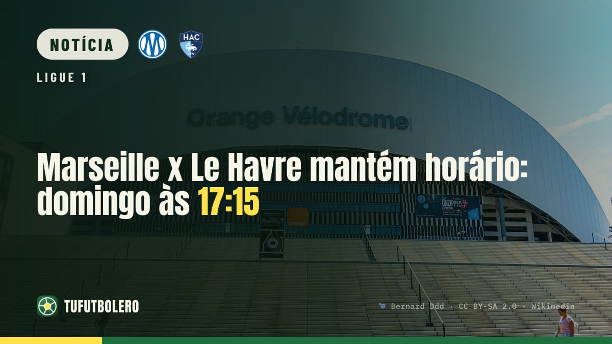 Marseille x Le Havre mantém horário: domingo às 17:15