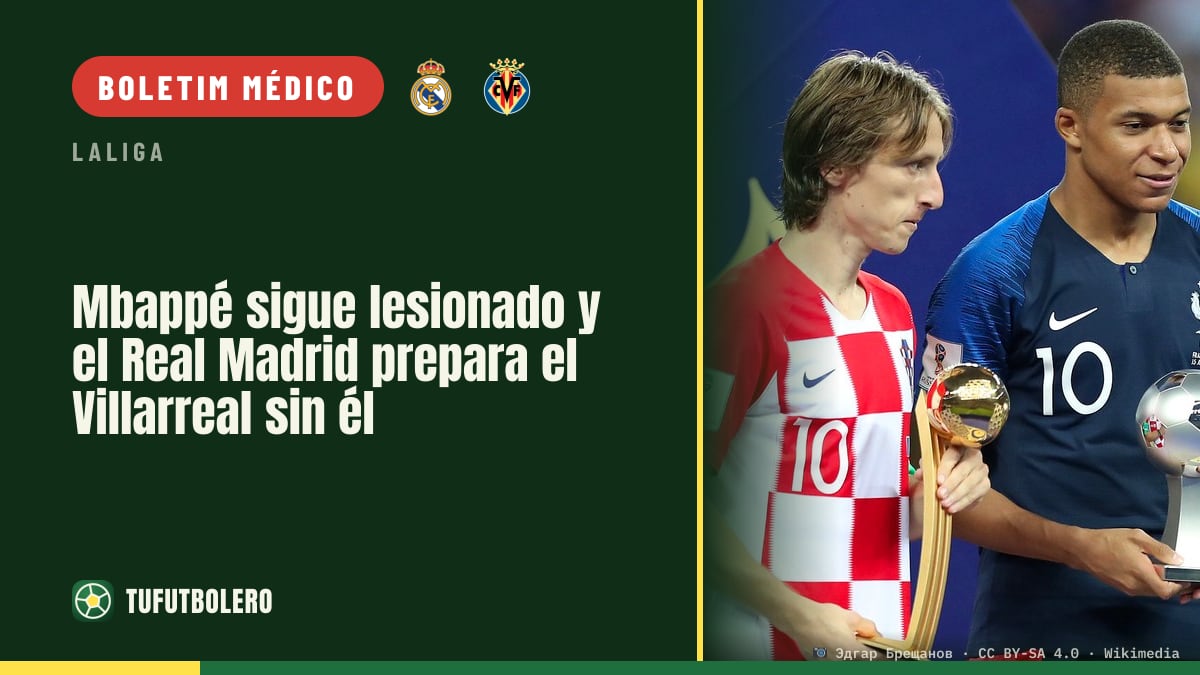 Mbappé segue lesionado e o Real Madrid prepara o Villarreal sem ele