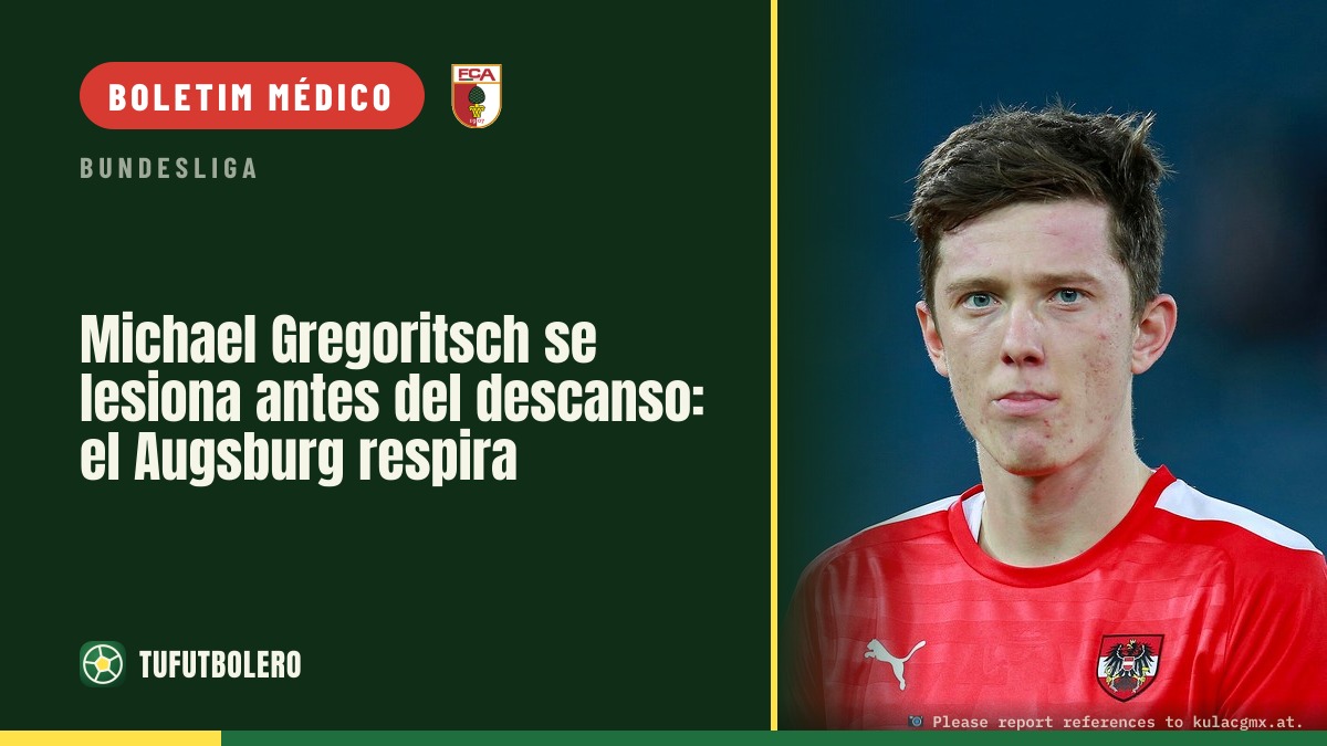 Michael Gregoritsch saiu lesionado antes do intervalo: Augsburg aliviado