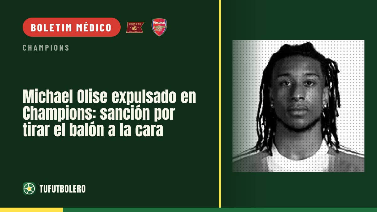 Michael Olise expulso na Champions: lançou a bola na cabeça do adversário