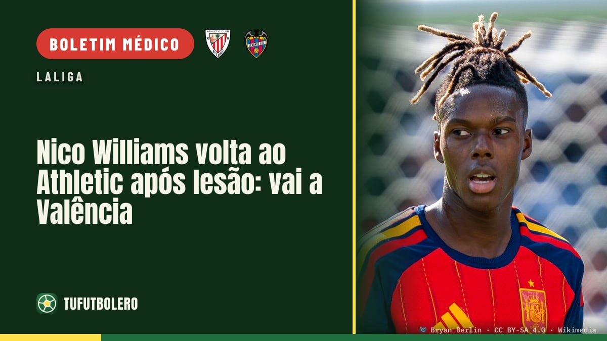 Nico Williams volta ao Athletic após lesão: vai a Valência