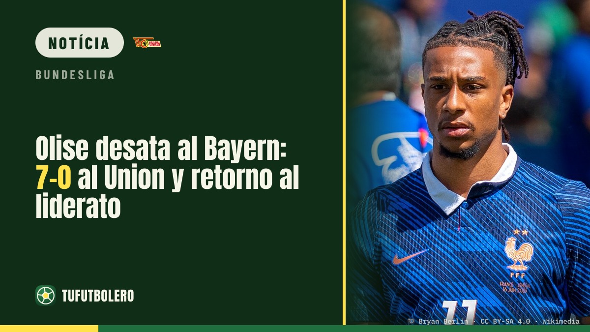 Olise brilha e o Bayern arrasa o Union: 7-0 e liderança provisória