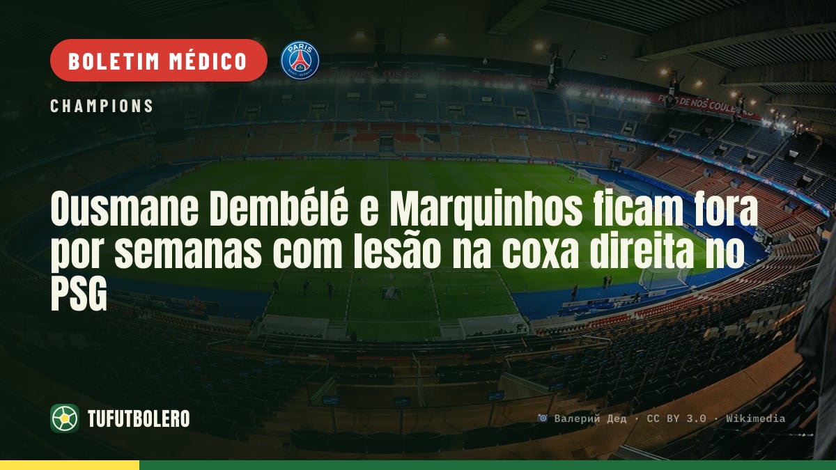 Ousmane Dembélé e Marquinhos ficam fora por semanas com lesão na coxa direita no PSG