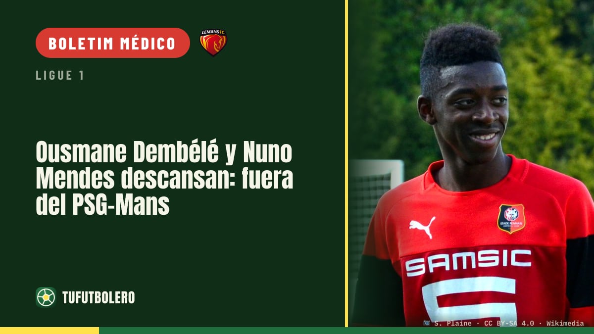 Ousmane Dembélé e Nuno Mendes descansam e falham o PSG–Le Mans