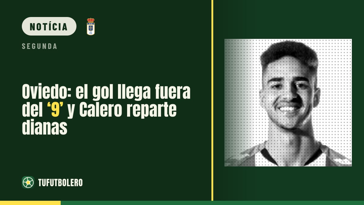 Oviedo: gols longe do ‘9’ e Calero reparte as dianas