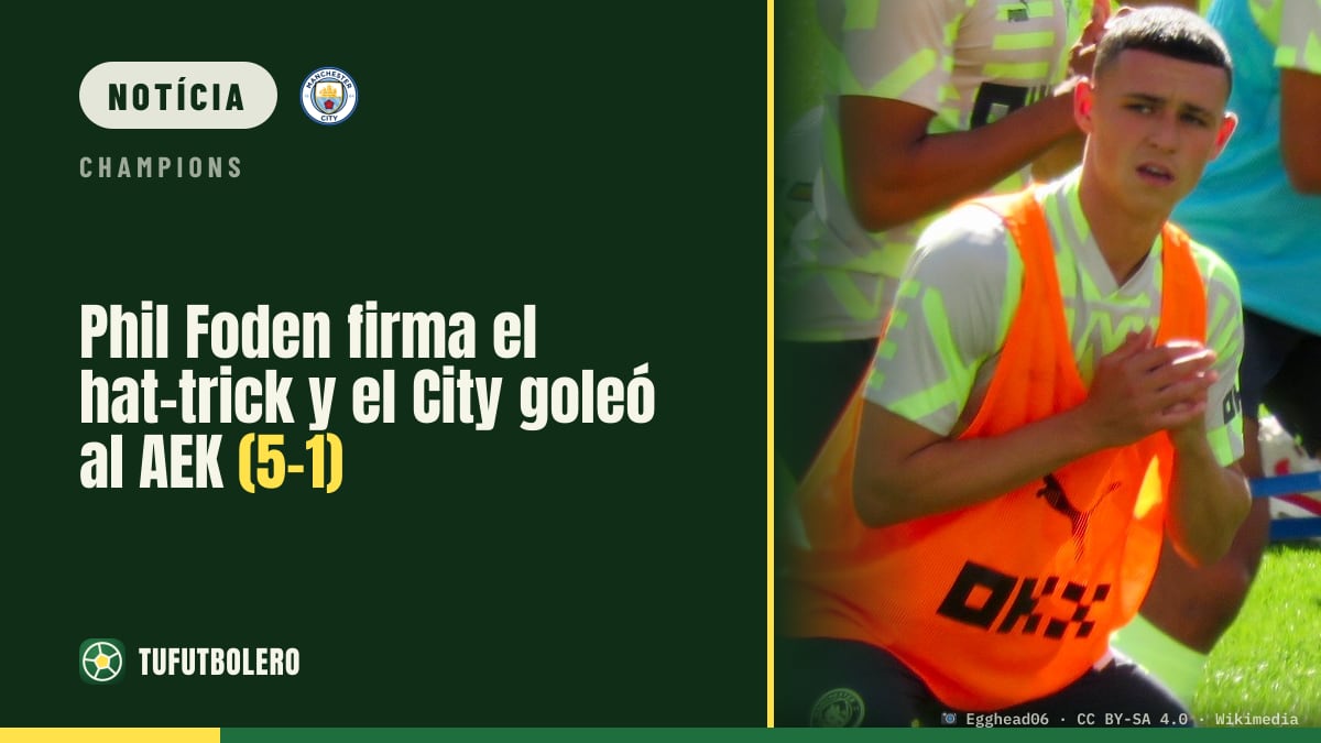 Phil Foden faz hat-trick e o City goleia o AEK (5-1)
