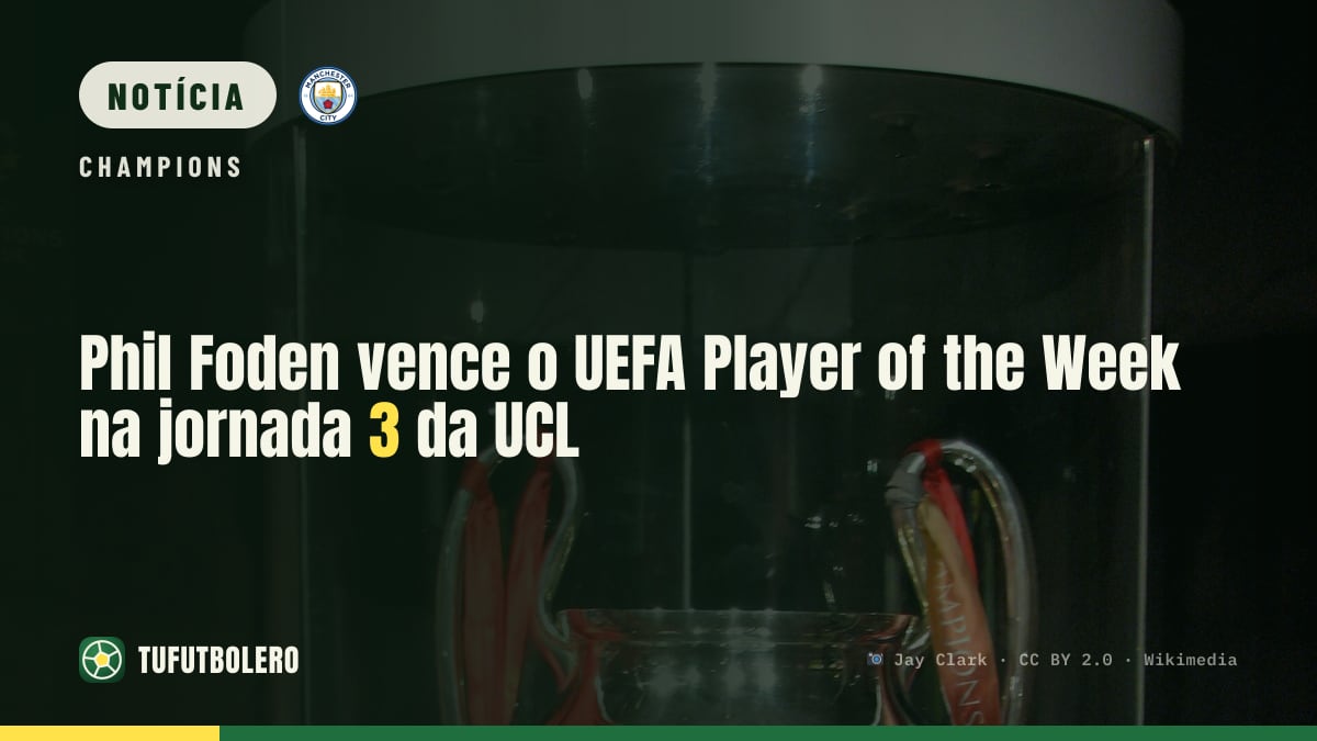 Phil Foden vence o UEFA Player of the Week na jornada 3 da UCL