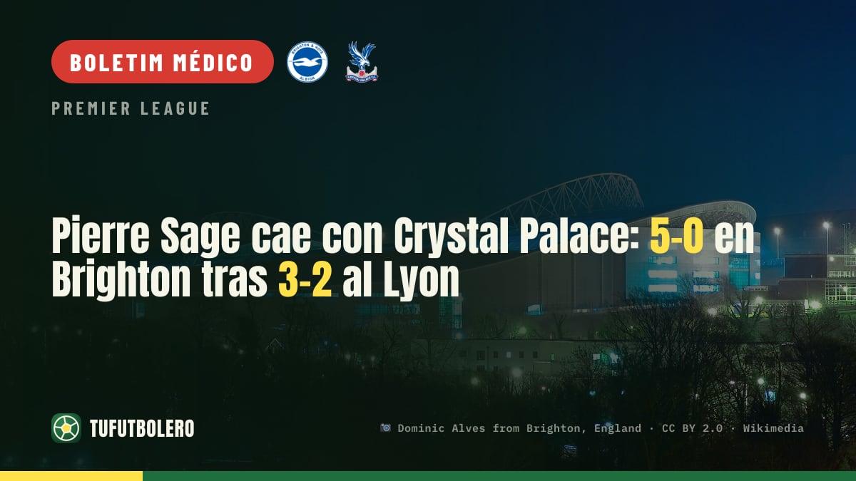 Pierre Sage sofre com o Crystal Palace: 5-0 no Brighton após 3-2 ao Lyon