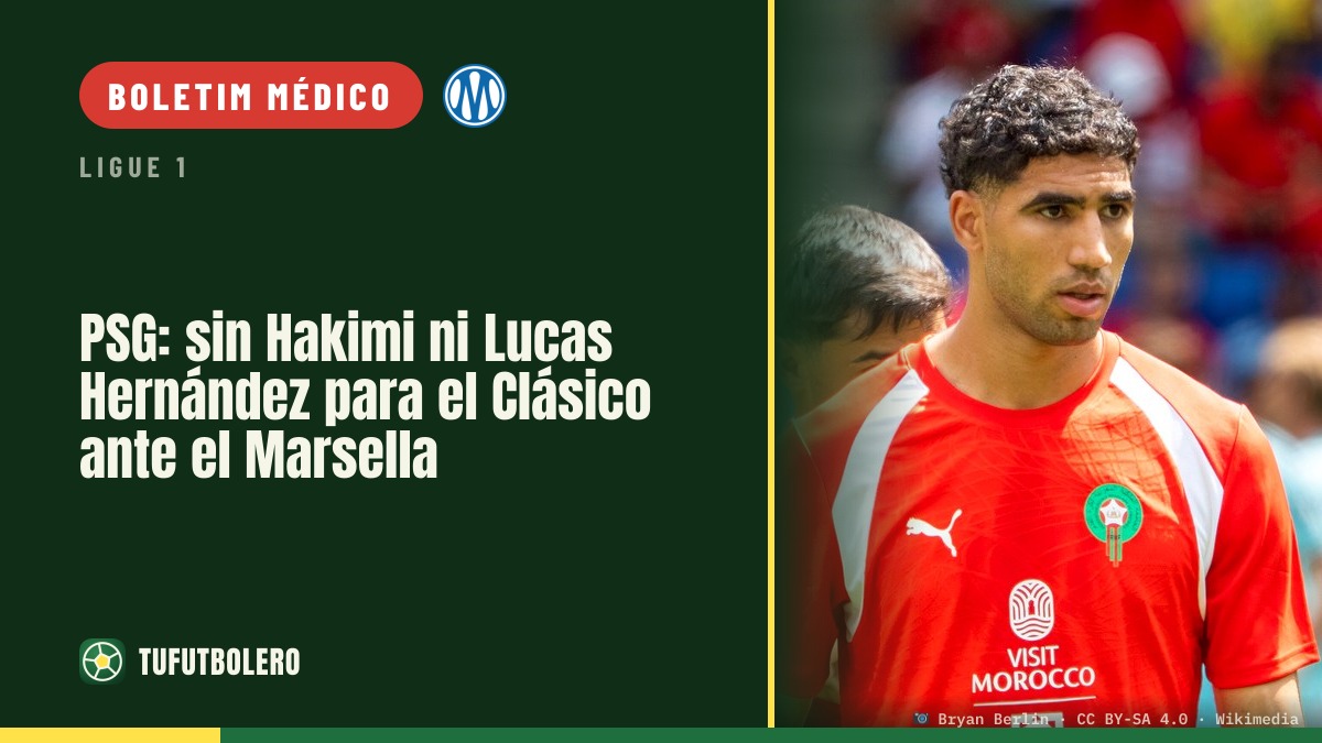 PSG sem Hakimi nem Lucas Hernández no dérbi com o Marselha