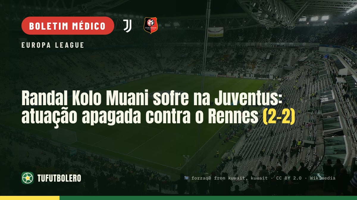 Randal Kolo Muani sofre na Juventus: atuação apagada contra o Rennes (2-2)