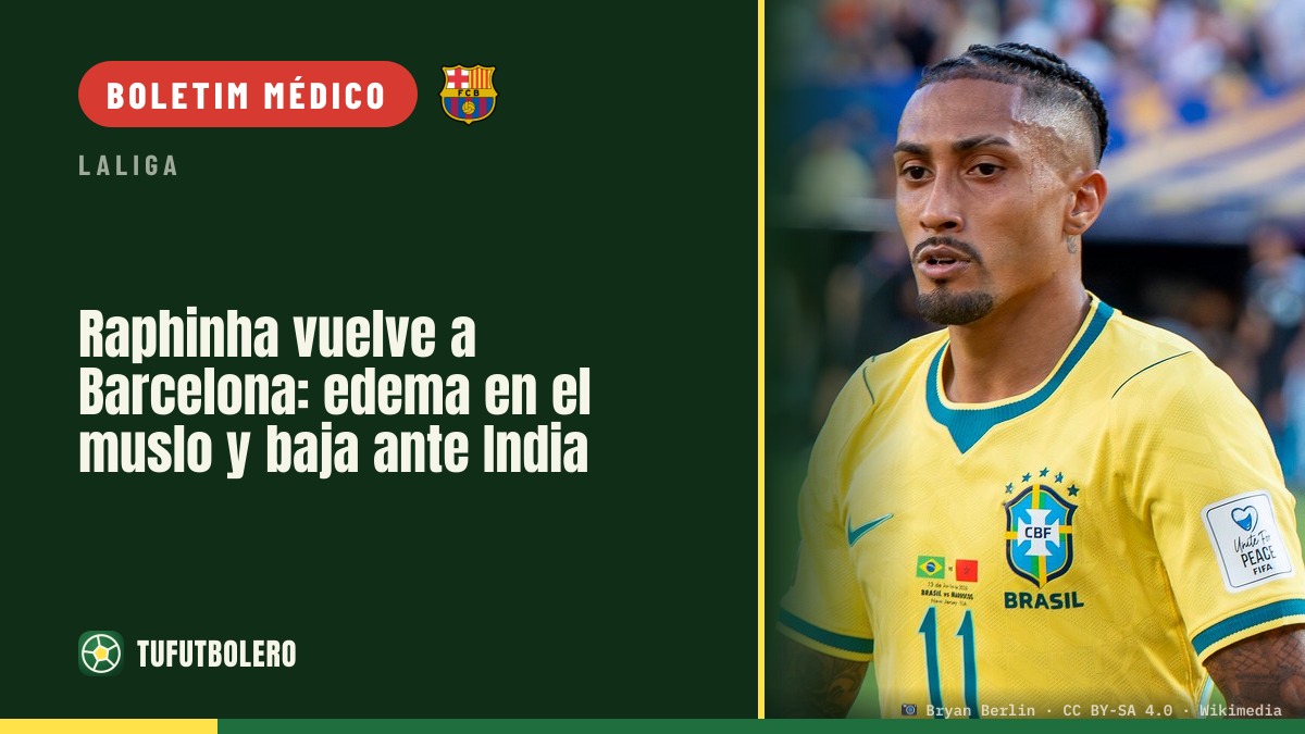 Raphinha volta ao Barcelona: edema no músculo e baixa contra a Índia