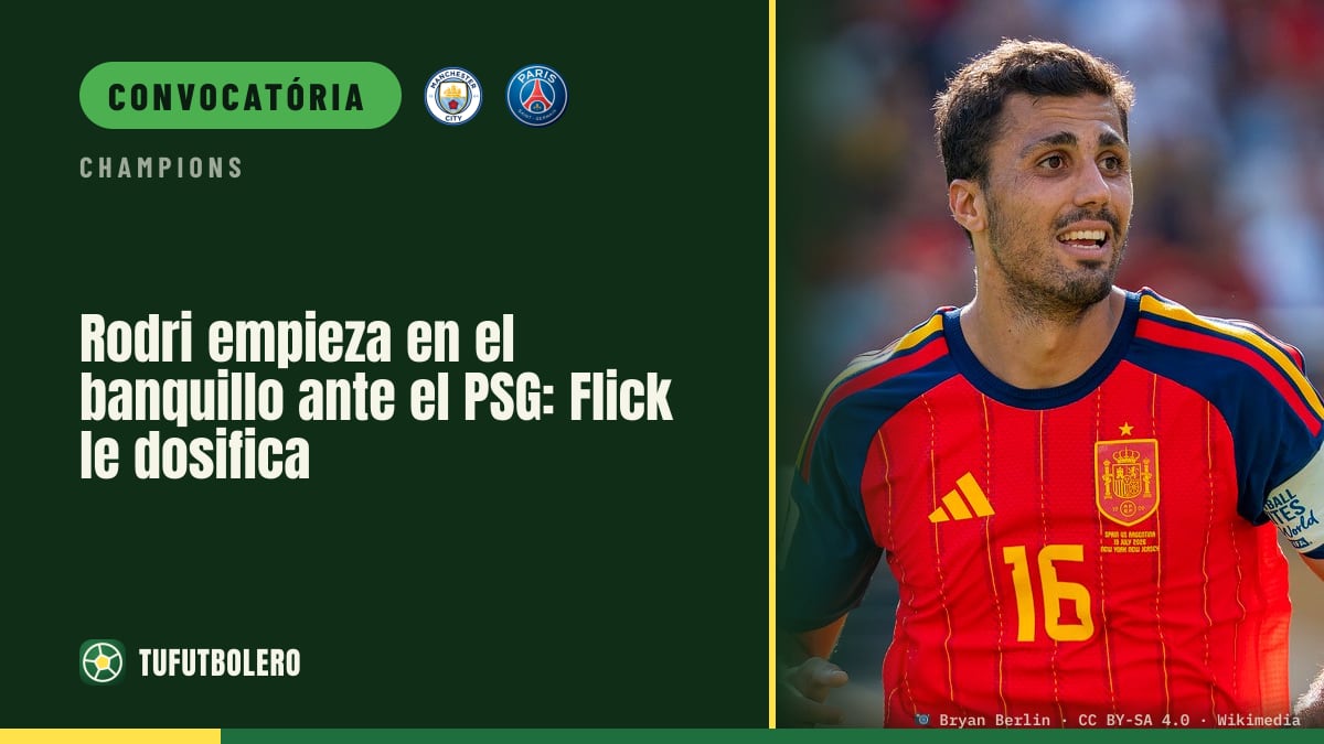 Rodri começa no banco contra o PSG: Flick gere os minutos