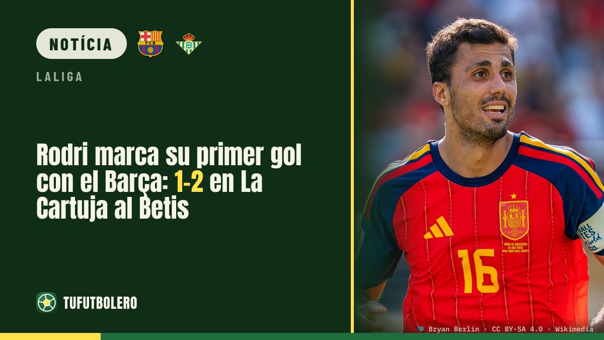Rodri marca o 1.º gol pelo Barça: 1-2 em La Cartuja contra o Betis