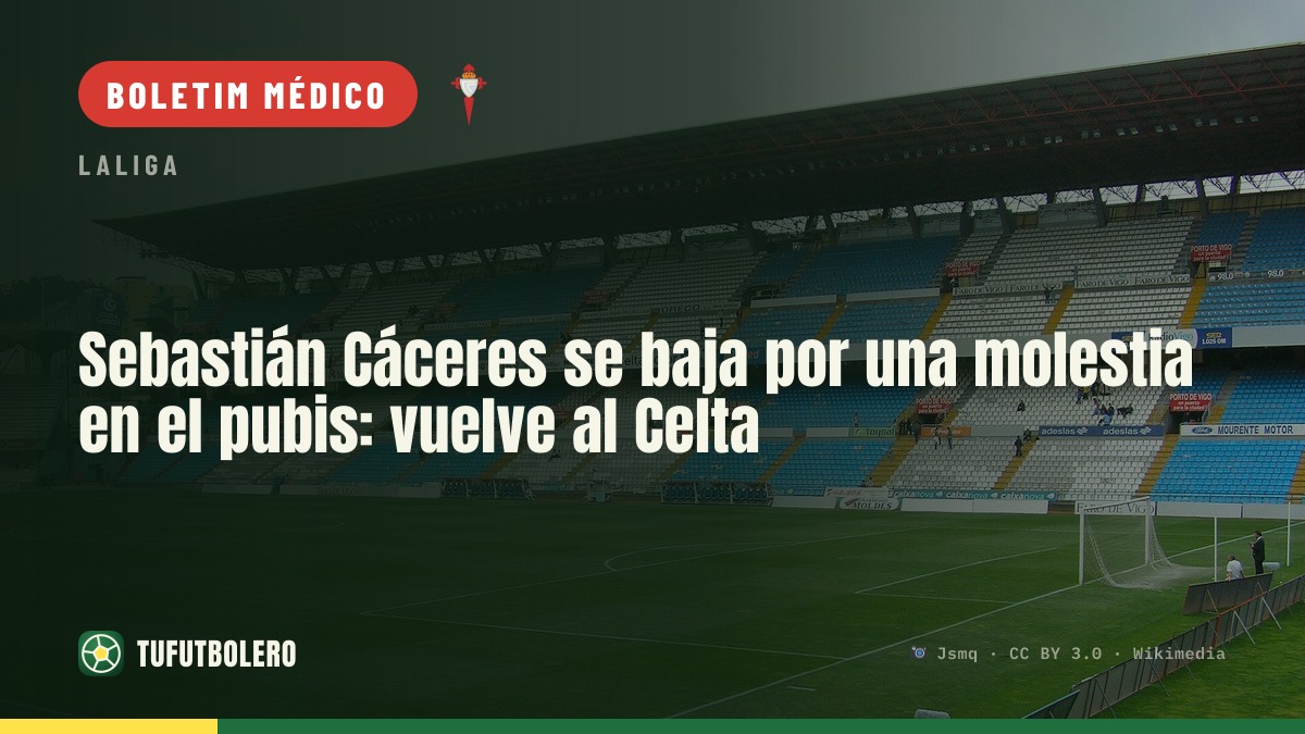 Sebastián Cáceres sai da seleção por incômodo na região pubiana e volta ao Celta