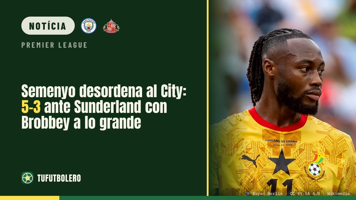 Semenyo embaralha o City: 5-3 contra o Sunderland com hat-trick do Brobbey