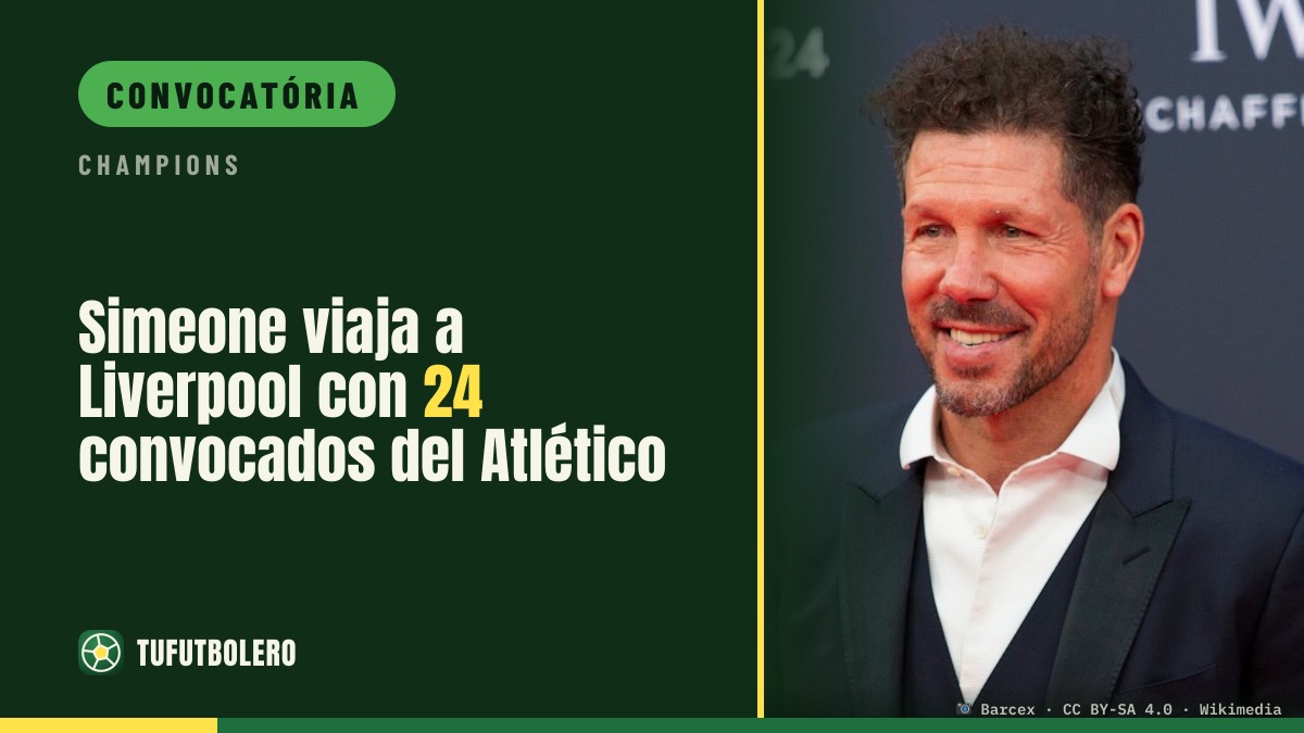 Simeone viaja para Liverpool com 24 convocados do Atlético