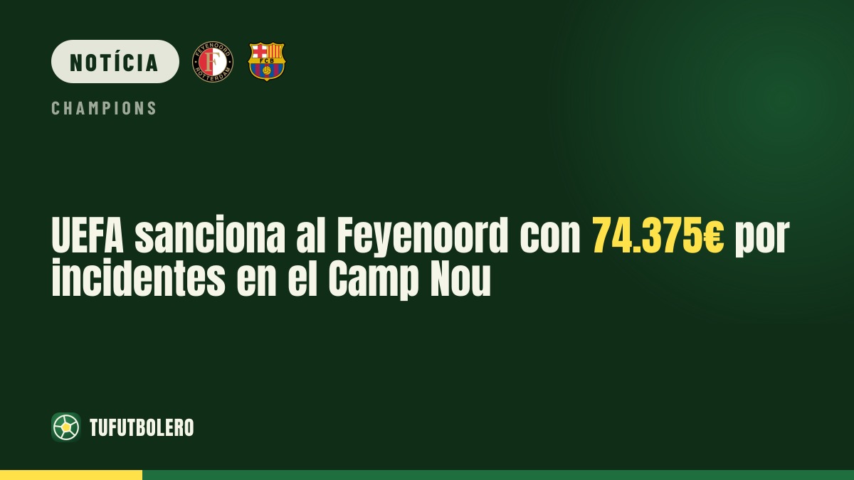 UEFA pune o Feyenoord com 74.375€ por incidentes no Camp Nou