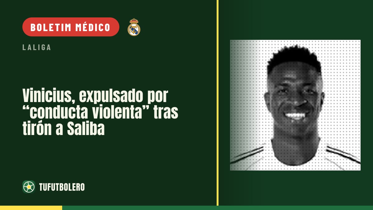 Vinicius expulso por ‘conduta violenta’ após puxar o cabelo de Saliba