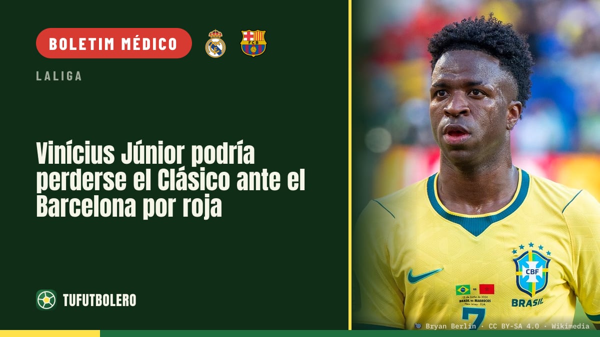 Vinícius Júnior pode falhar o Clássico contra o Barcelona por vermelho direto