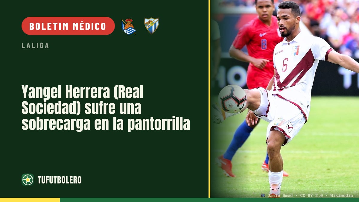 Yangel Herrera (Real Sociedad) com sobrecarga na panturrilha